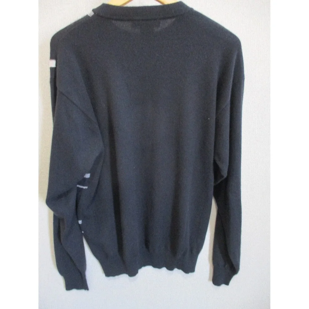 Hathaway Platinum Plaid Front Cashmere Sweater Size Large